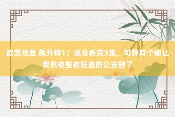 欧美性爱 飙升榜1!说合看完3集,可算有个能让我熬夜整夜狂追的公安剧了