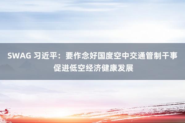 SWAG 习近平：要作念好国度空中交通管制干事 促进低空经济健康发展