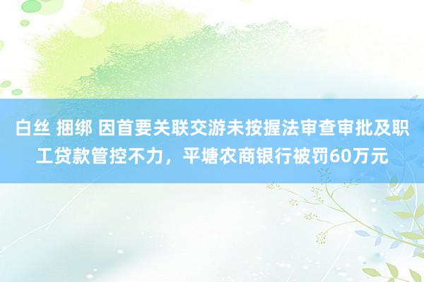 白丝 捆绑 因首要关联交游未按握法审查审批及职工贷款管控不力，平塘农商银行被罚60万元