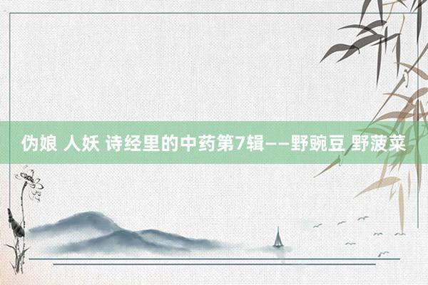 伪娘 人妖 诗经里的中药第7辑——野豌豆 野菠菜