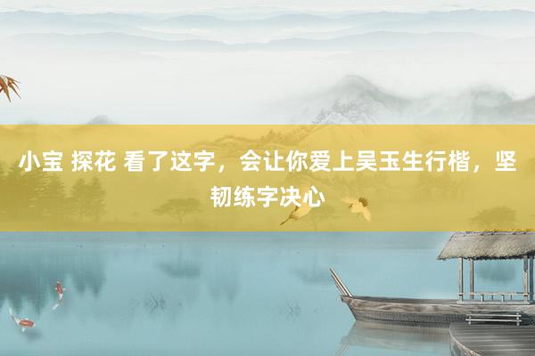小宝 探花 看了这字，会让你爱上吴玉生行楷，坚韧练字决心